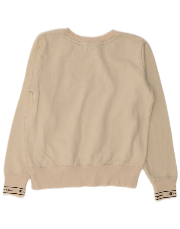 Champion Womens Graphic Oversized Sweatshirt Pullover UK 10 Small Off White