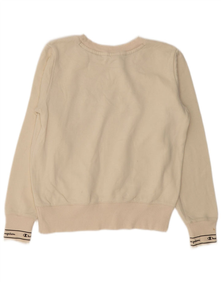 Champion Womens Graphic Oversized Sweatshirt Pullover UK 10 Small Off White