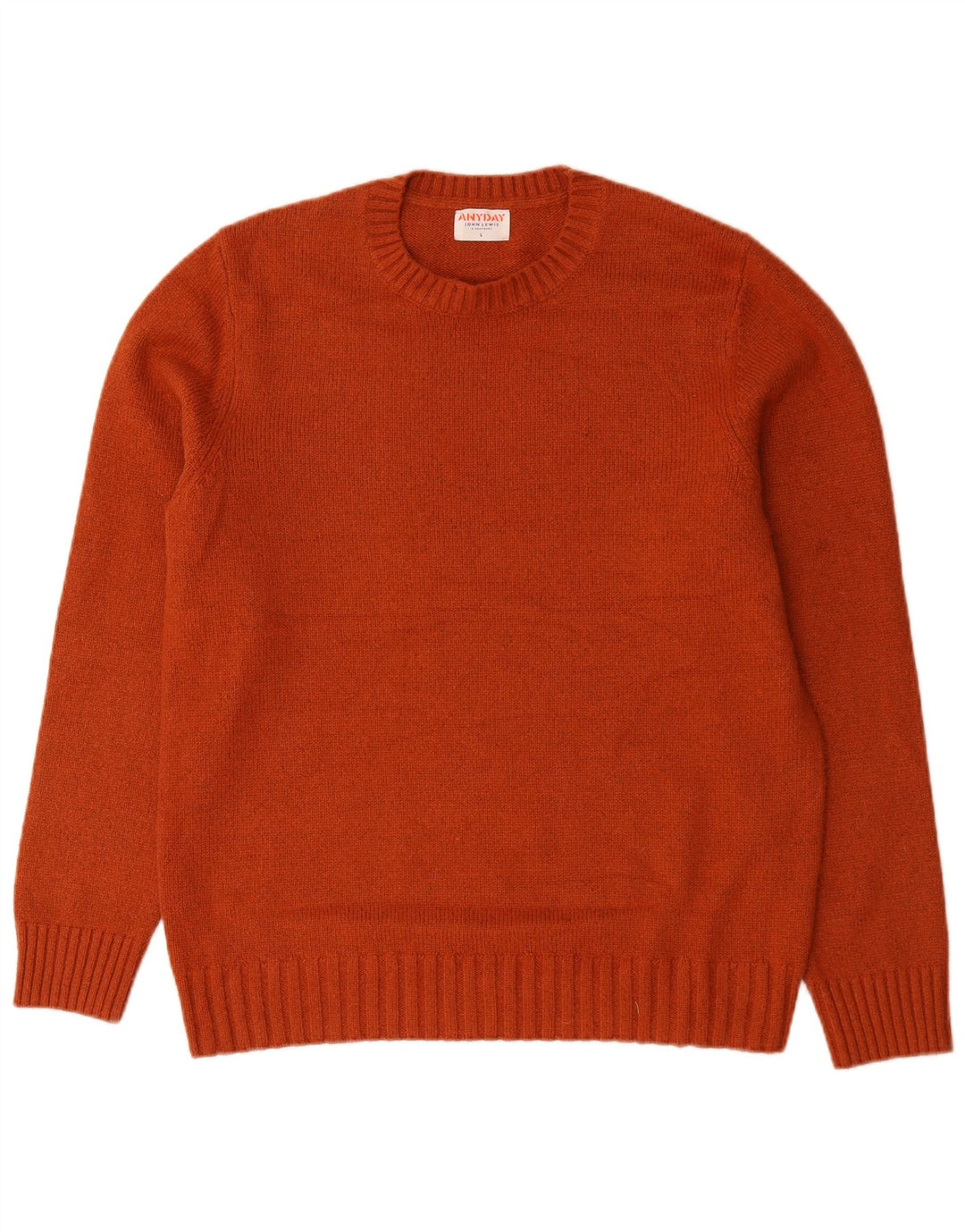 John Lewis Herren-Pullover mit Rundhalsausschnitt, groß, orangefarbene Baumwolle