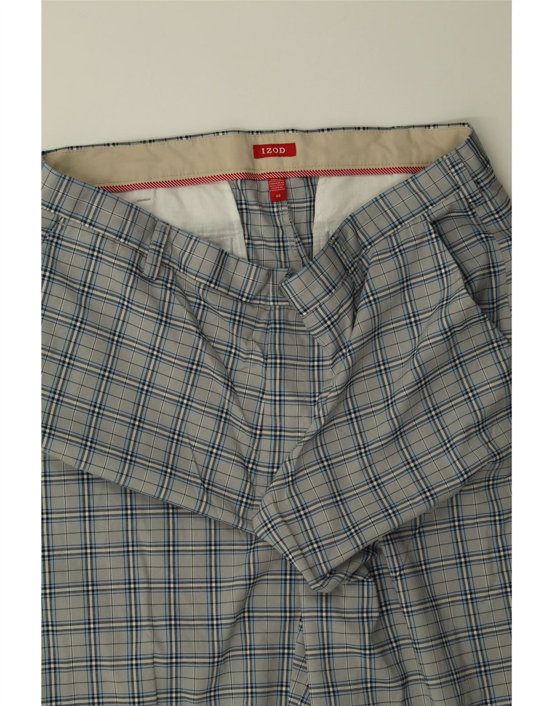 IZOD Mens Chino Shorts W40 XL Grey Check Polyester Vintage Izod and Second-Hand Izod from Messina Hembry 