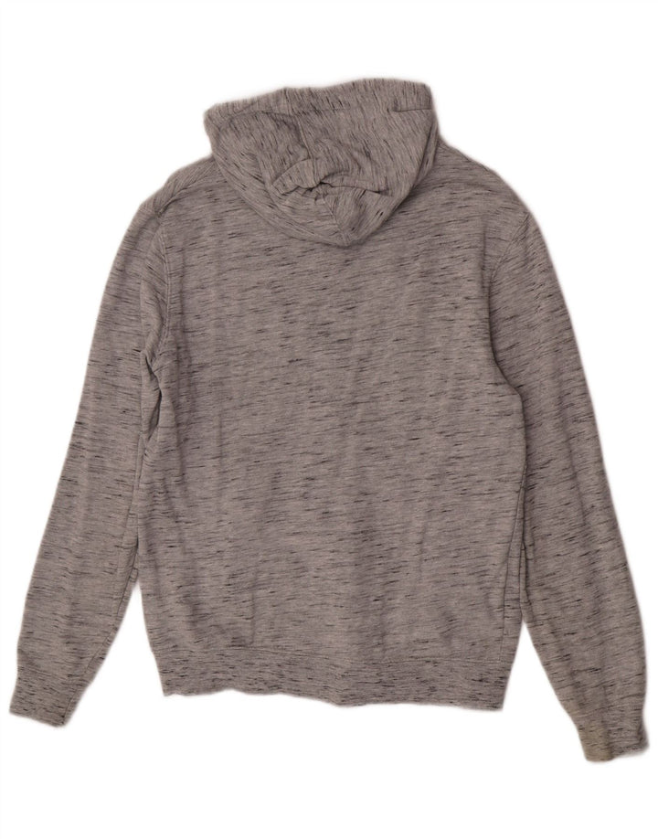 Zara Herren-Kapuzenpullover mit Reißverschluss, mittelgrau gefleckte Baumwolle