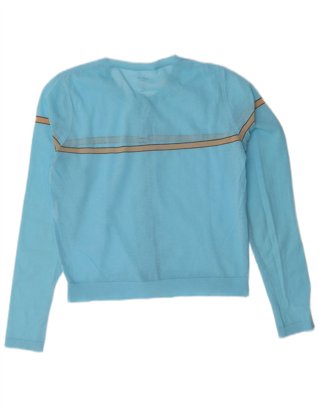 Marccain Damen Crop Cardigan Pullover UK 14 Mittelblau gestreift