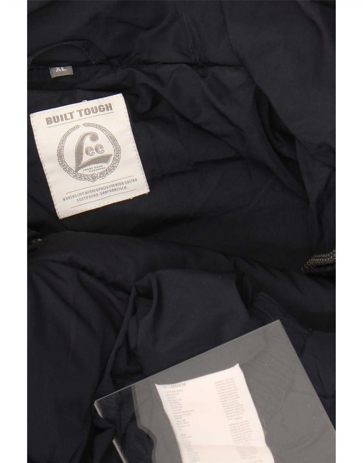 Lee Wattierte Herrenjacke mit Kapuze, UK 42, XL, Marineblau, Polyester
