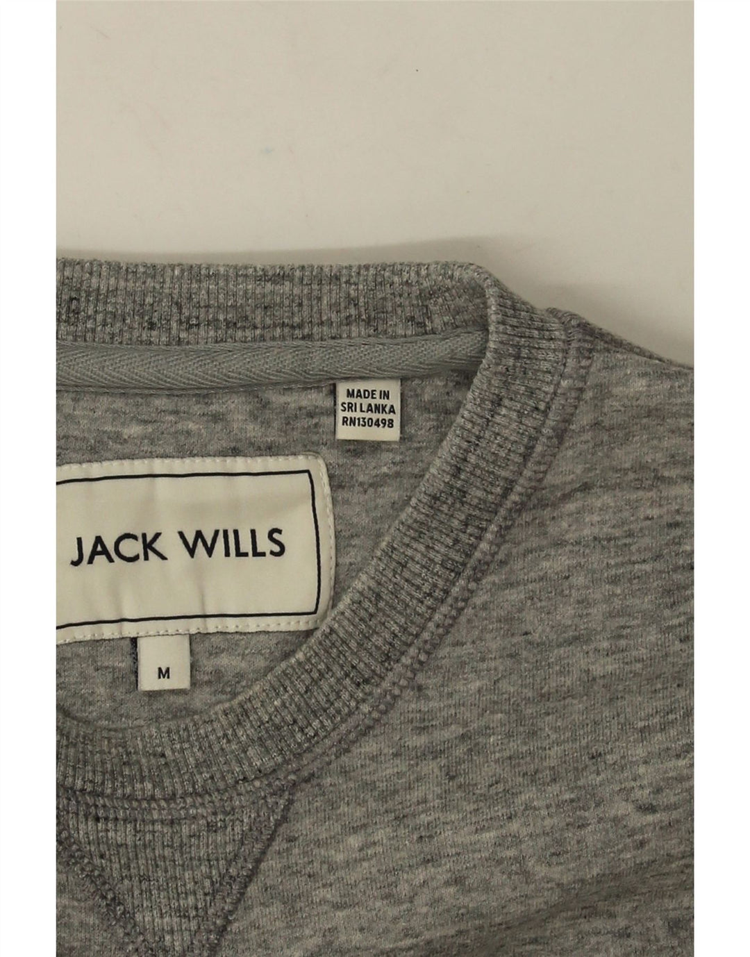 Jack Wills Herren-Sweatshirt-Pullover aus mittelgrau gefleckter Baumwolle