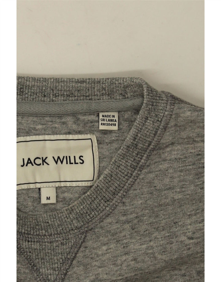 Jack Wills Herren-Sweatshirt-Pullover aus mittelgrau gefleckter Baumwolle
