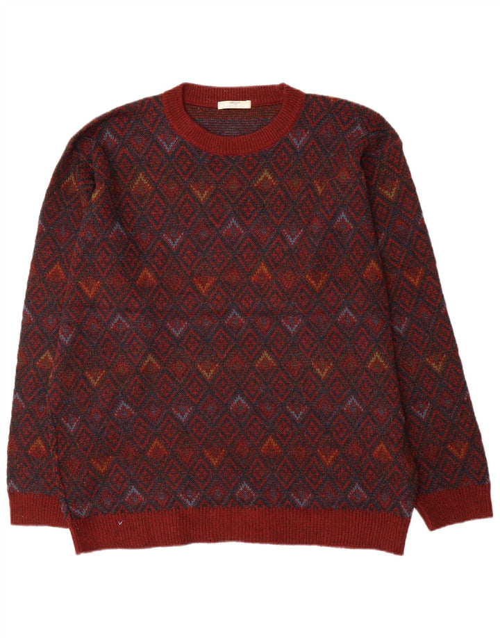 Marks & Spencer Herren-Pullover mit Rundhalsausschnitt, großes rotes geometrisches Acryl