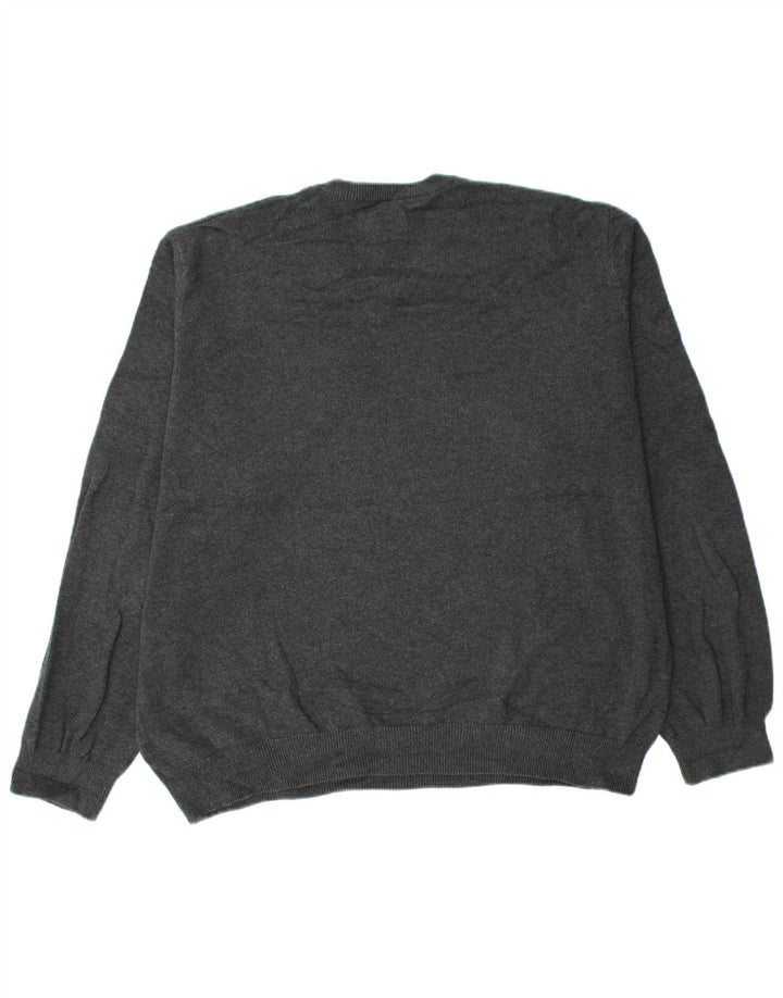 Marks & Spencer Herren-Pullover mit V-Ausschnitt, XL, graue Baumwolle