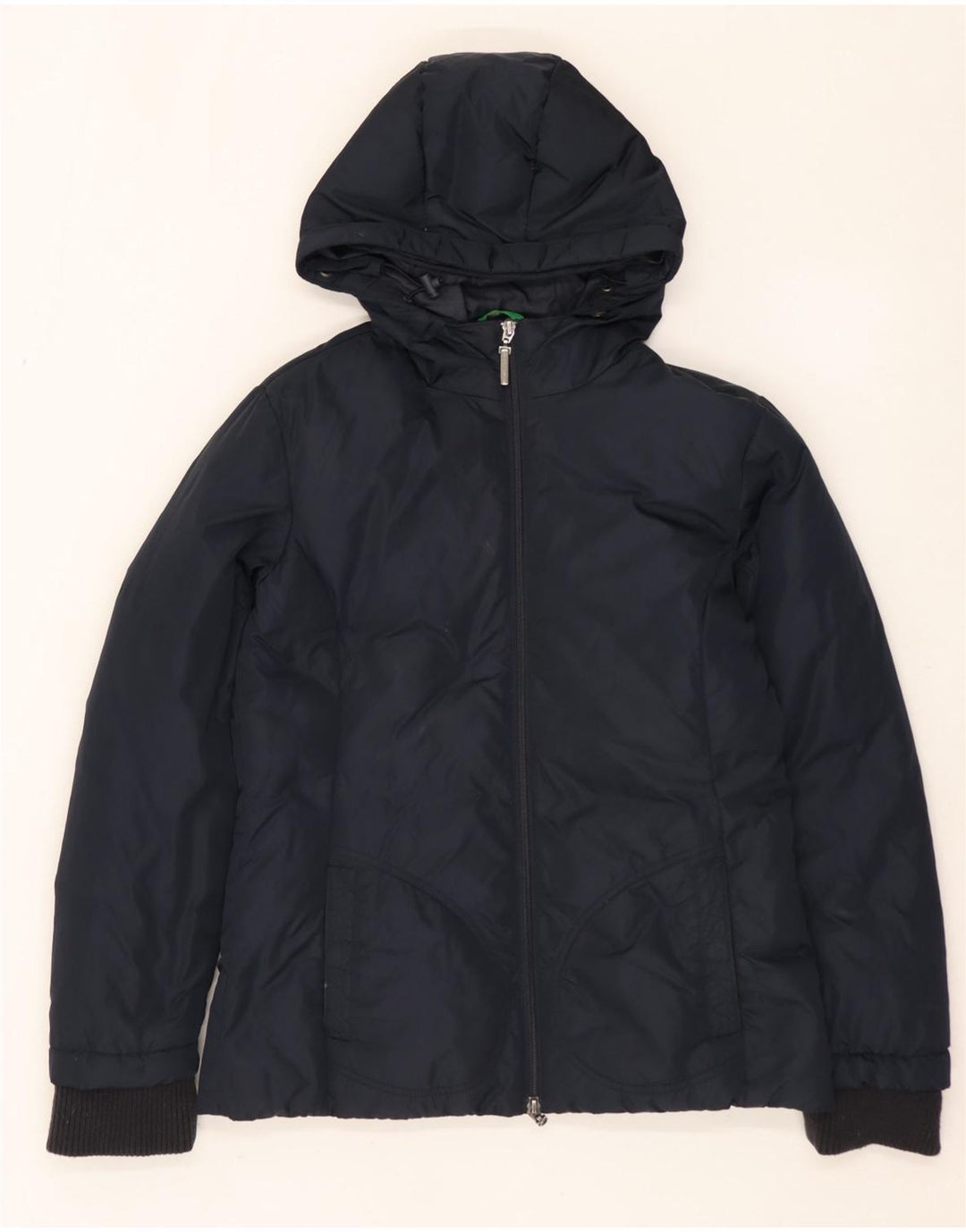 BENETTON Wattierte Damenjacke mit Kapuze, UK 14, Mittelmarineblau