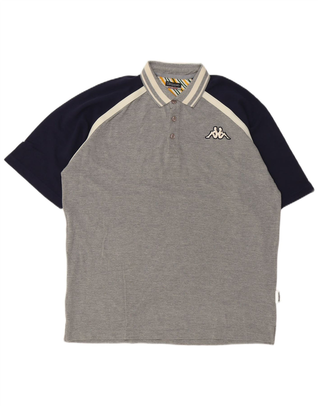 Kappa Herren Poloshirt 2XL Grau Colourblock Baumwolle