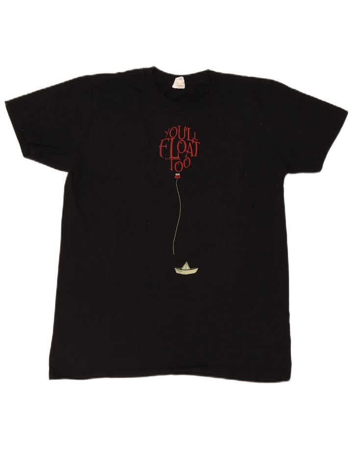 Vintage Herren-T-Shirt mit normaler Grafik, mittelschwarze Baumwolle