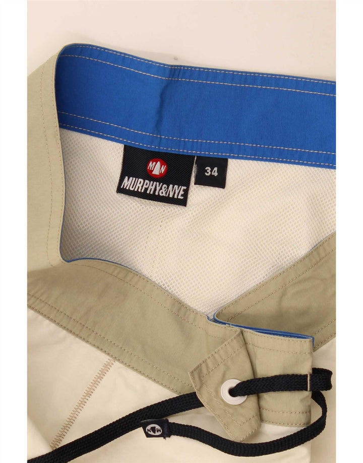 Murphy & Nye Herren-Badeshorts mit Grafik, groß, weißes Colourblock-Polyamid