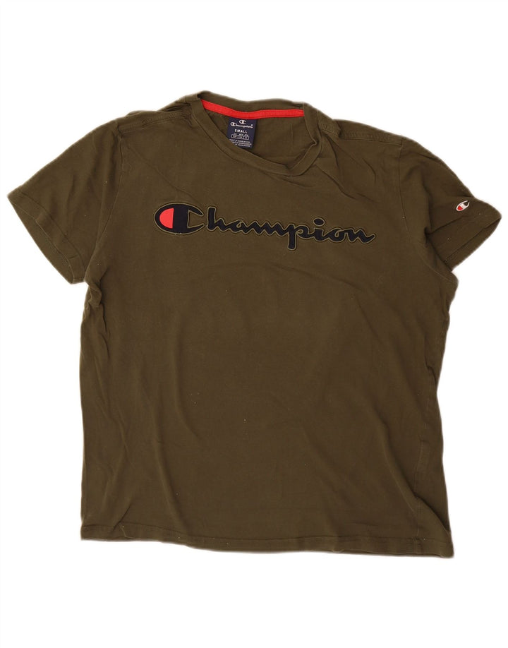 Champion Damen Übergroßes Grafik-T-Shirt-Oberteil UK 10 Small Khaki