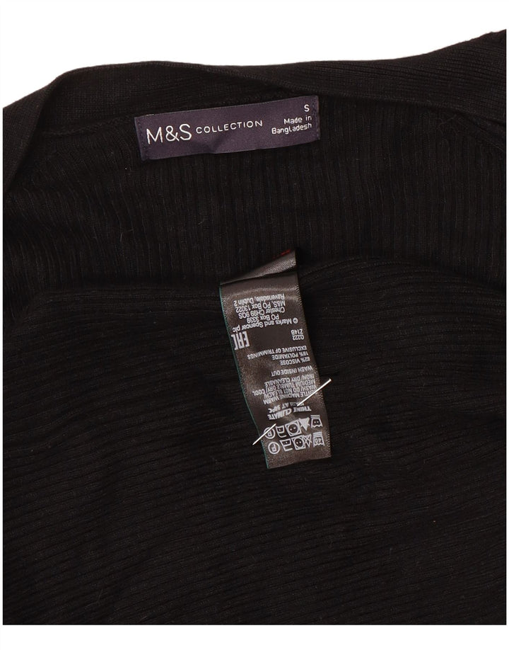 Marks & Spencer Offener Damen-Cardigan-Pullover UK 10 Small Schwarze Viskose