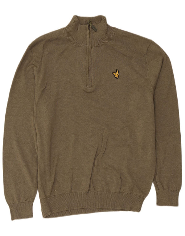 Lyle & Scott Damen-Pullover mit Reißverschluss am Hals, UK 20 2XL, Khaki, Baumwolle