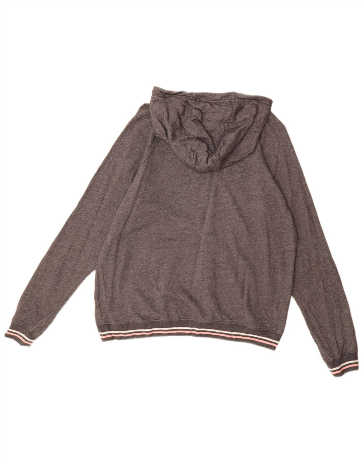 NIKE Womens Graphic Hoodie Pullover UK 16 Große graue Baumwolle