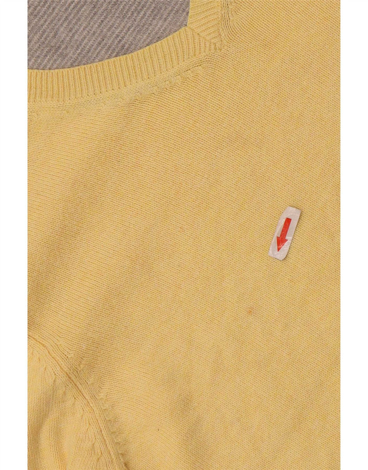 Marks & Spencer Herren-Pullover mit V-Ausschnitt, Größe S, gelbe Baumwolle