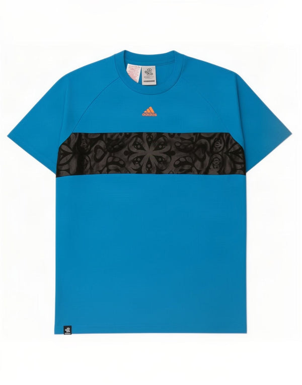 Adidas T-Shirt mit Grafik für Jungen, 15–16 Jahre, blaues Colourblock-Polyester