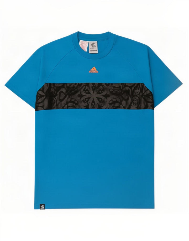 Adidas T-Shirt mit Grafik für Jungen, 15–16 Jahre, blaues Colourblock-Polyester