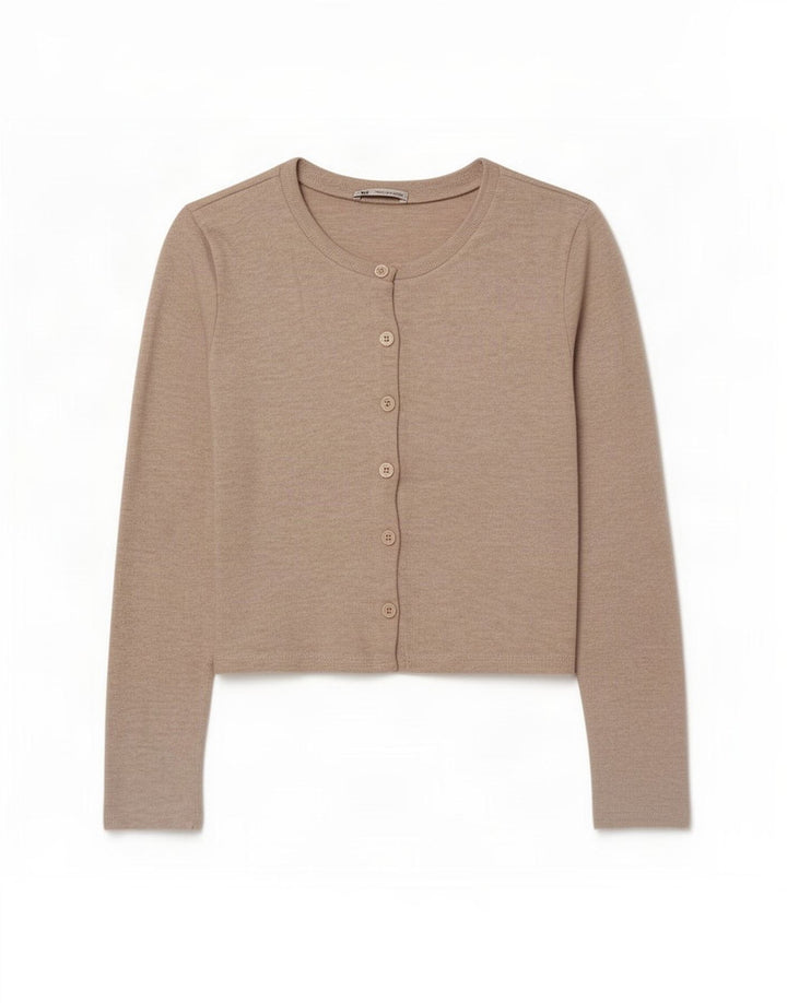 Zara Damen Crop Cardigan Top UK 14 Large Grau Polyester