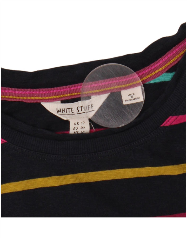 WHITE STUFF Damen Top Langarm UK 14 Large Marineblau gestreift
