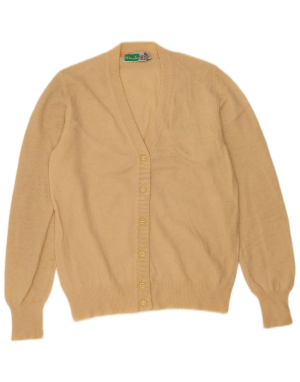 Benetton Damen-Cardigan-Pullover IT 46 Große gelbe Wolle