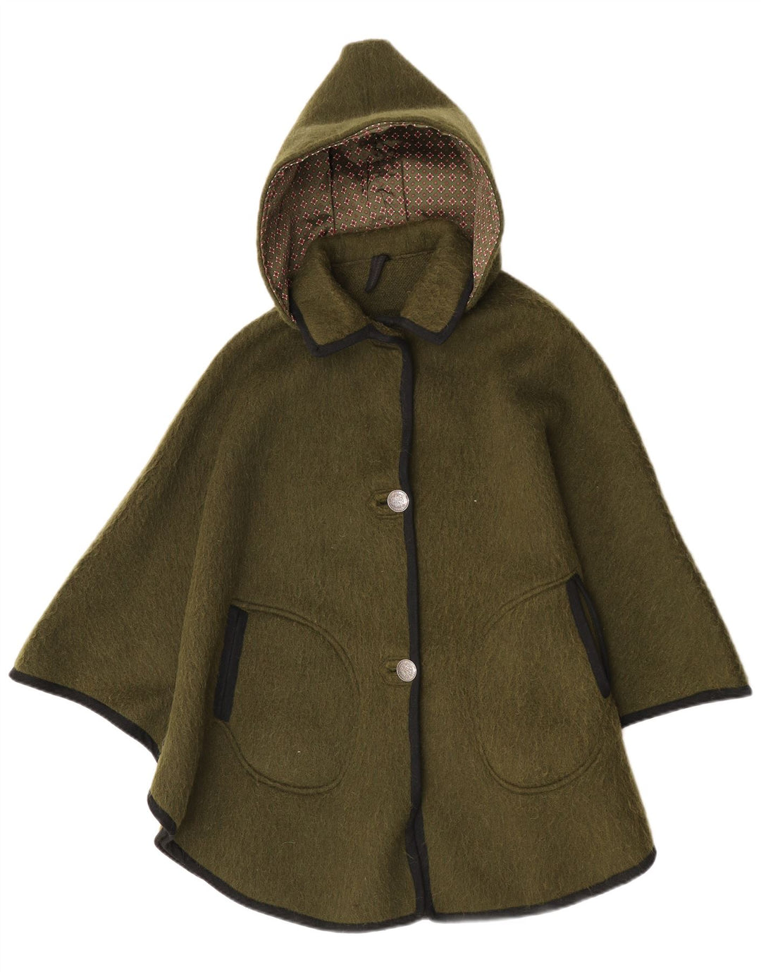 Orig. Dachstein Damen Kapuzen-Poncho-Mantel IT 40 Small Khaki Schurwolle