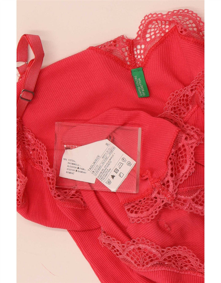 Benetton Damen Cami Top UK 8 Small Rosa Baumwolle