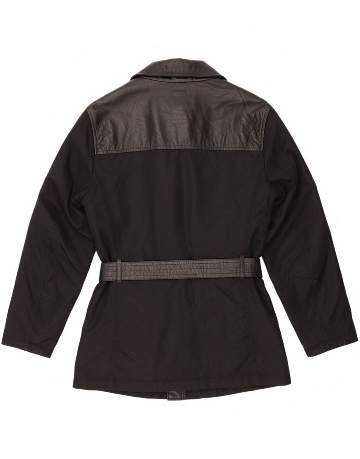 JET PLANE Womens Leather Jacket UK 14 Medium Black Colourblock