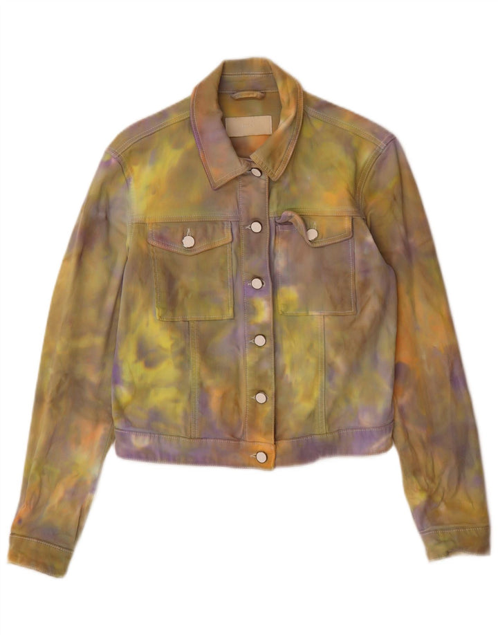 Hugo Boss Damen Jeansjacke UK 10 Small Mehrfarbige Batik-Baumwolle