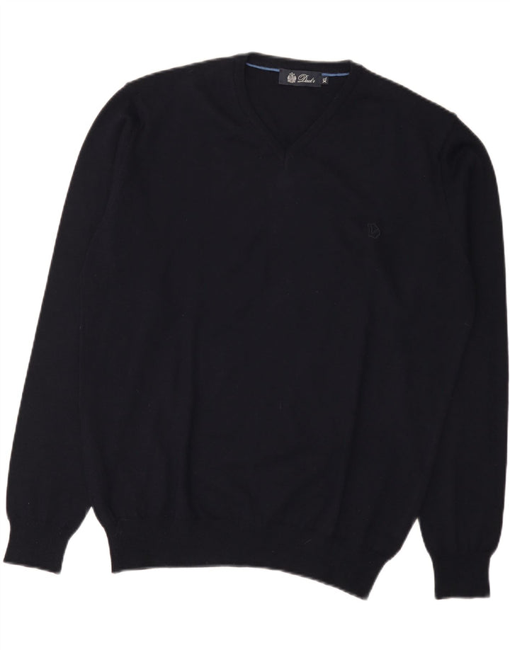 Dack's Herren-Pullover mit V-Ausschnitt, XL, marineblaue Wolle