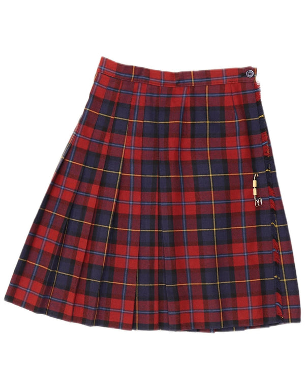NORTONS Damen-Wickelrock mit hoher Taille, plissiert, Größe 44, mittelgroß, W26, rot kariert