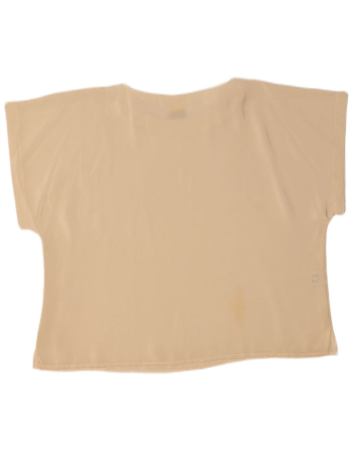 Vintage Damen T-Shirt Top UK 22 2XL Off White Polyester