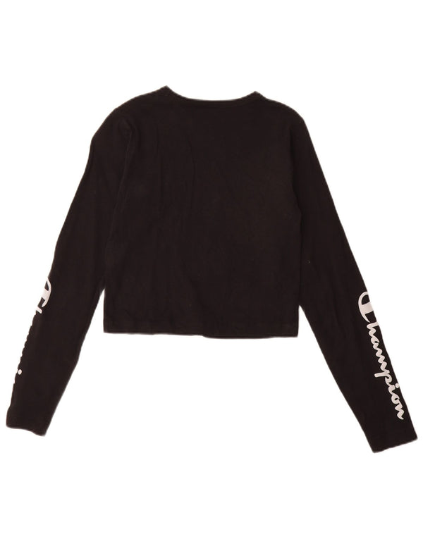Champion Mädchen Crop Graphic Top Langarm 5–6 Jahre XS Schwarze Baumwolle