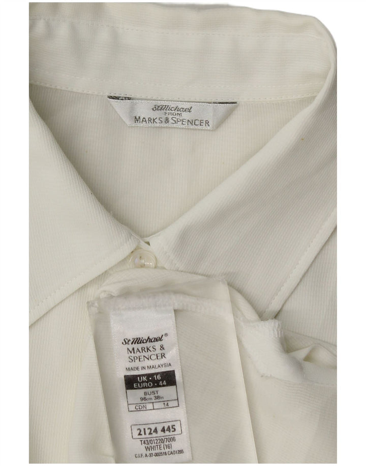 Marks & Spencer Damen ärmellose Hemdbluse UK 16 Large Weiß Polyester