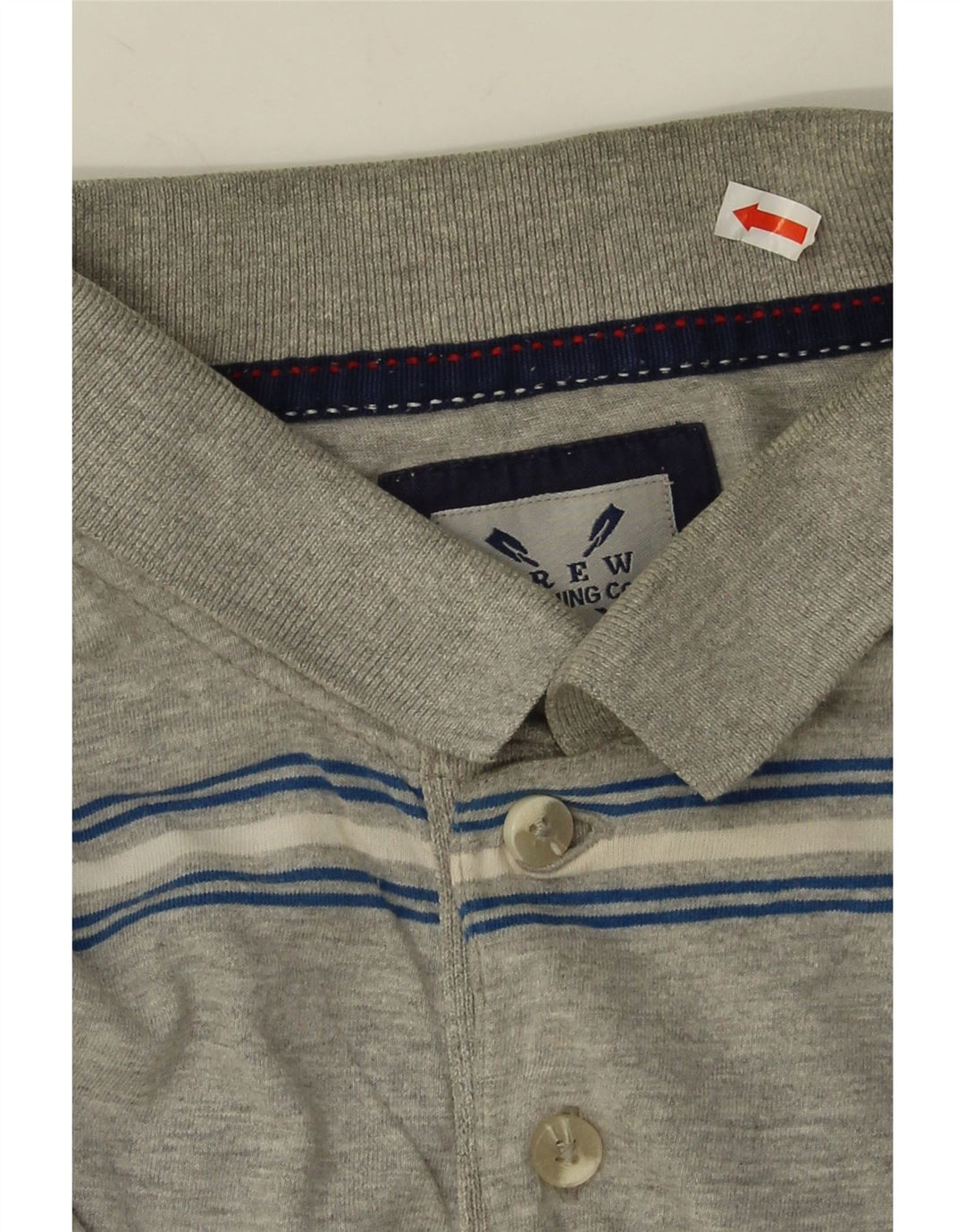 Crew Clothing Herren-Poloshirt aus mittelgrauer, gestreifter Baumwolle
