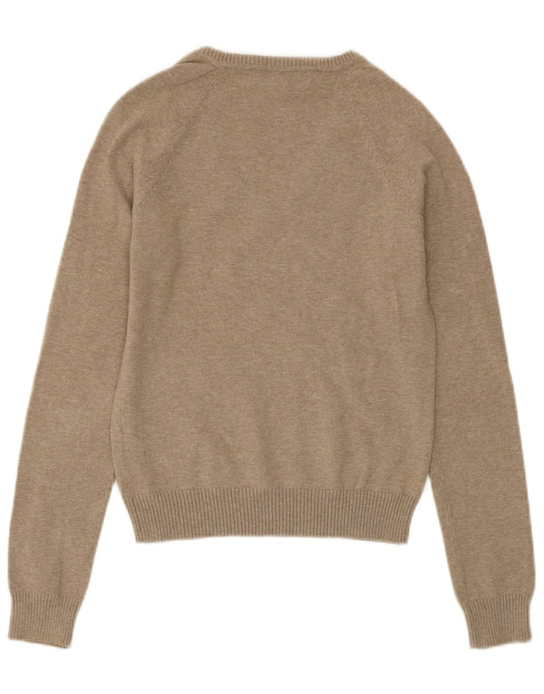 ZARA Damen-Pullover mit V-Ausschnitt, Gr. 8, Größe S, graue Baumwolle