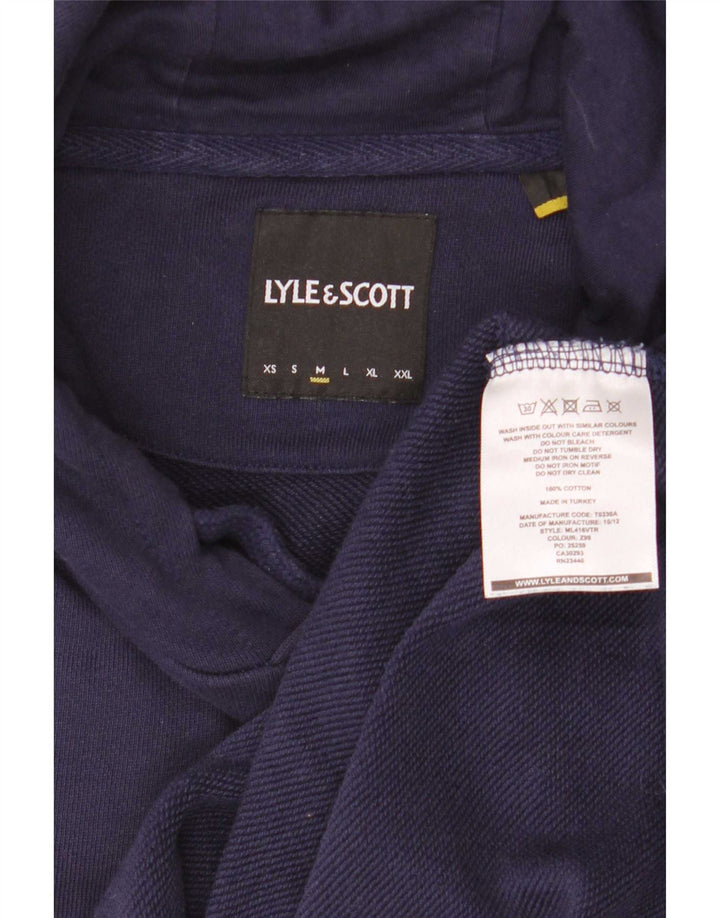 Lyle & Scott Herren-Kapuzenpullover aus mittelblauer, marineblauer Baumwolle