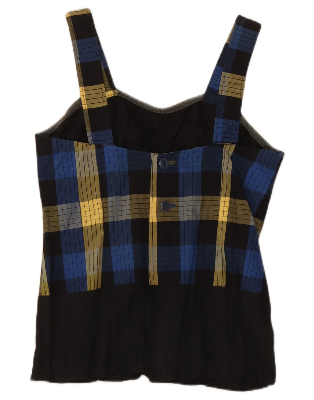 Vintage Damen Crop Ärmelloses Blusentop UK 10 Small Blue Check