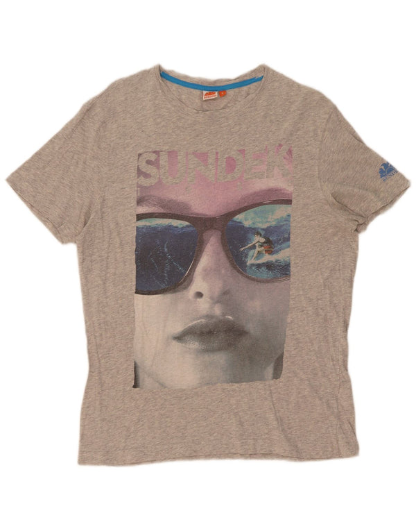 Sundek Womens Graphic T-Shirt Top UK 14 Mittelgrau meliert