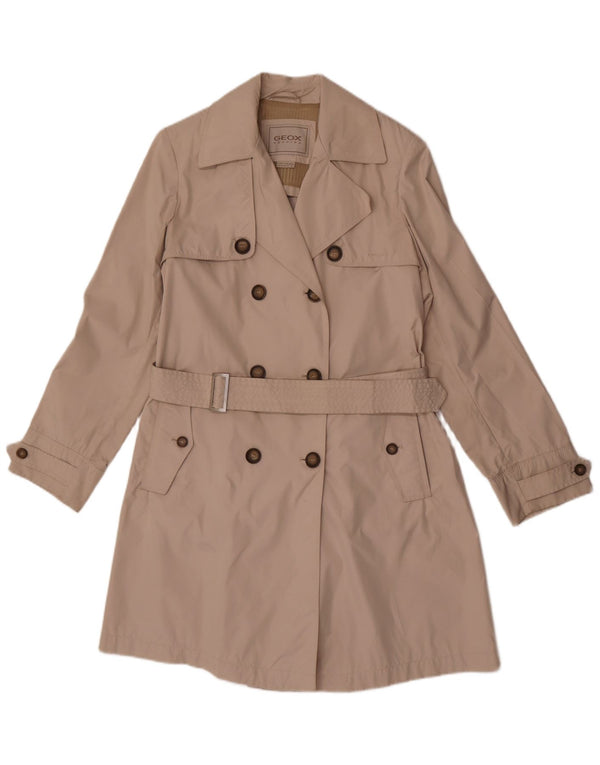 Geox Damen Respira Zweireihiger Trenchcoat UK 8 Small Beige Polyester