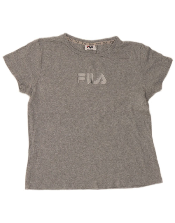 Fila Langarmshirt mit Grafik für Mädchen, 11–12 Jahre, graue Baumwolle