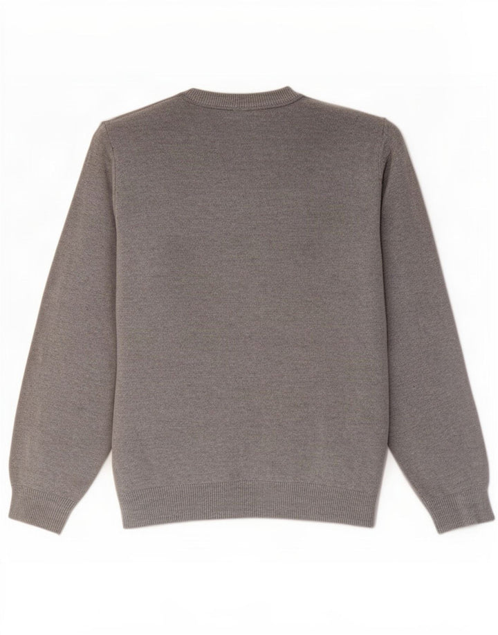 Marks & Spencer Herren-Pullover mit U-Boot-Ausschnitt, groß, aus grauer Baumwolle