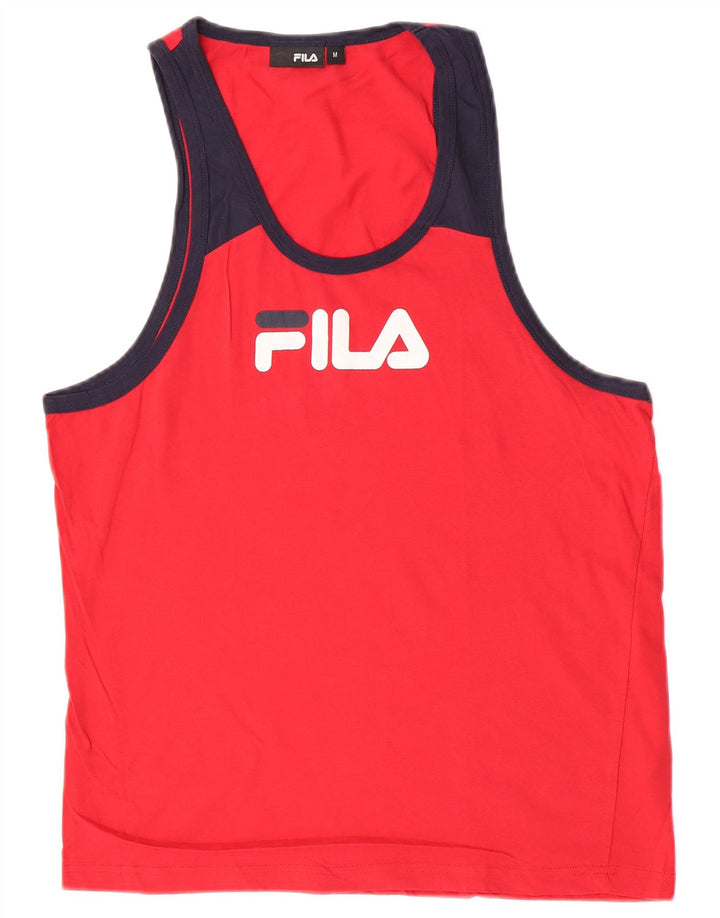 Fila Herren Grafik-Weste-Top aus mittelroter Colourblock-Baumwolle