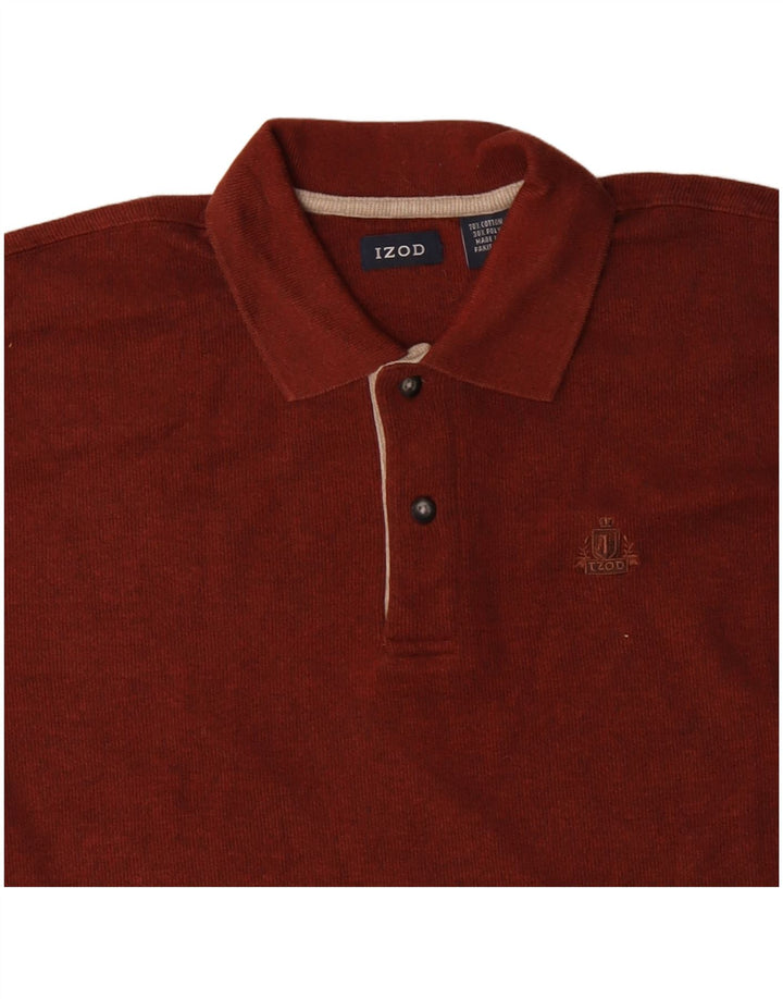 IZOD Herren-Pullover mit Polokragen, Größe L, kastanienbraun, Baumwolle