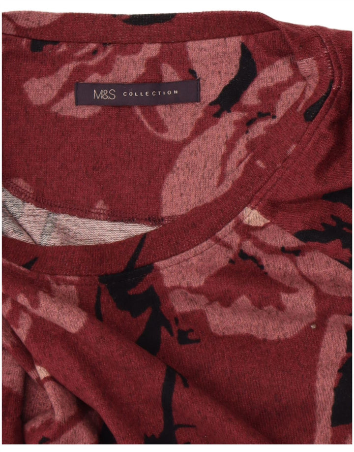 Marks & Spencer Womens Graphic Top Langarm UK 16 Large Burgundy Floral