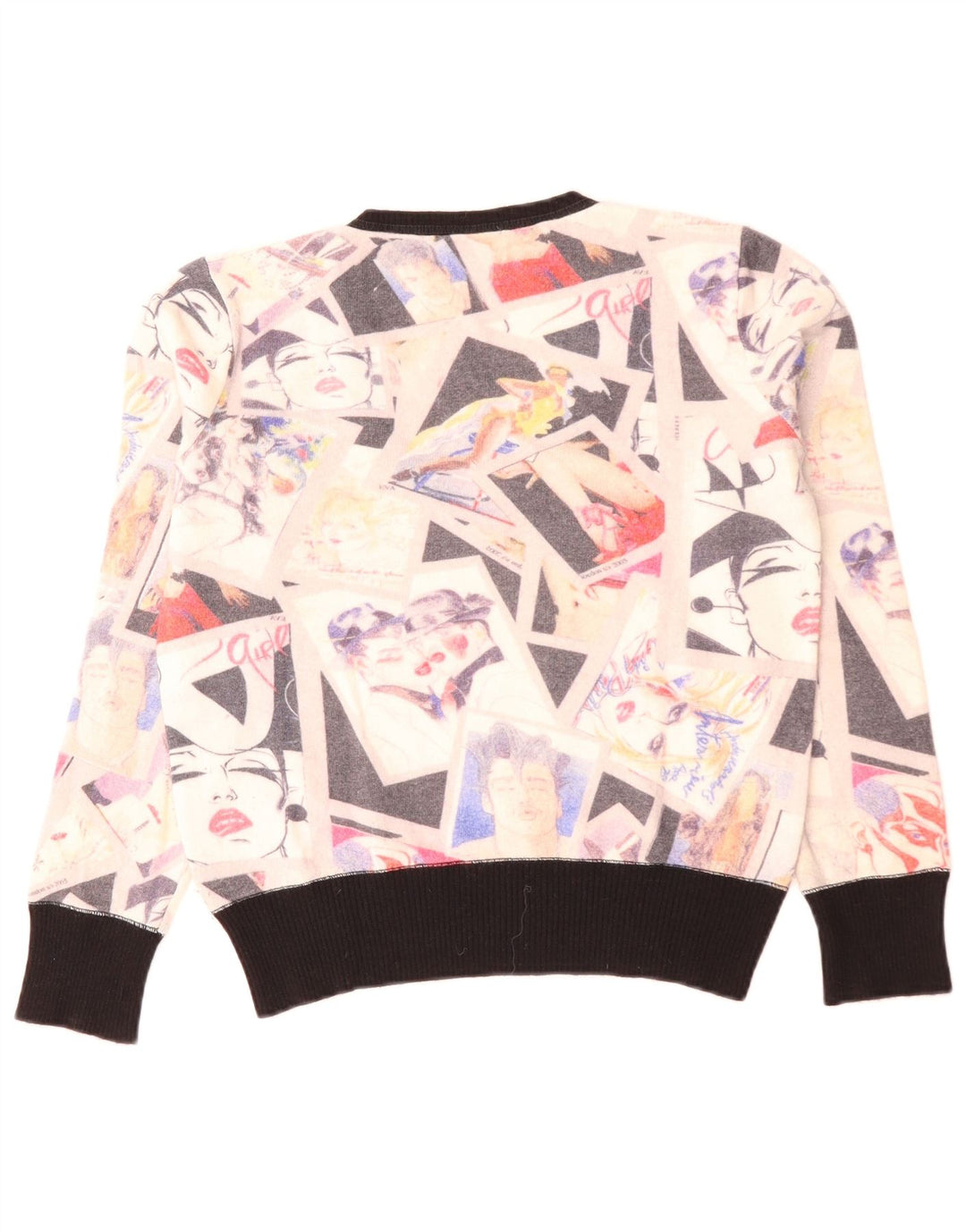 Iceberg Womens Crop V-Neck Pullover Pullover IT 46 Large Off White Colourblock