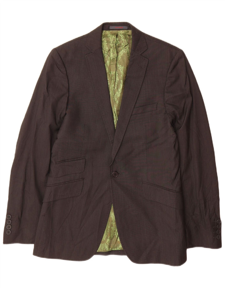 Ted Baker Herren-Blazer mit 1 Knopf, Größe 38, mittelgraue Nadelstreifenwolle