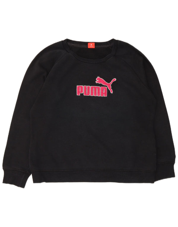 Puma Damen Grafik-Sweatshirt-Pullover UK 16 Große schwarze Baumwolle