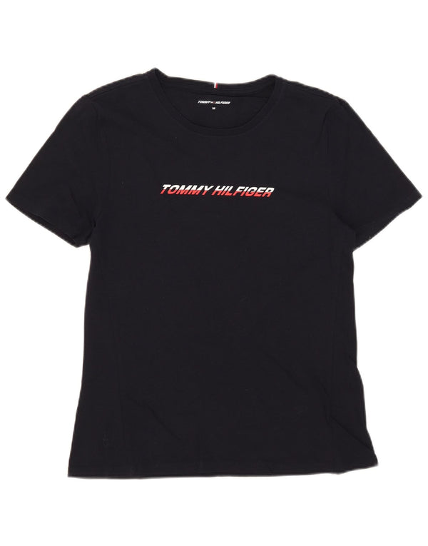 Tommy Hilfiger Damen-T-Shirt mit Grafik, UK 12, mittelmarineblau, Baumwolle