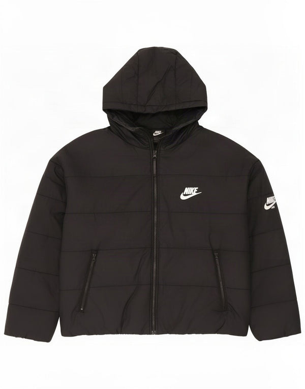 Nike Damen-Übergröße, gepolsterte Grafikjacke mit Kapuze, UK 16, Größe L, Schwarz